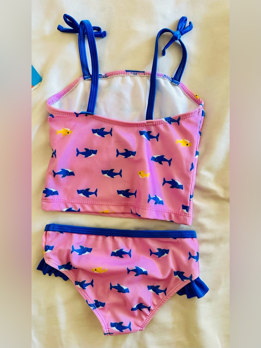 Kids Pink Shark Print Two-Piece Swim Set 2T